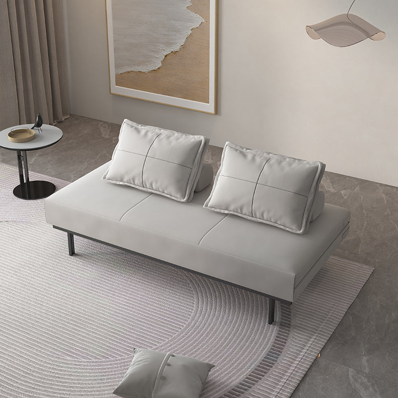 Scandinavian Futon Sofa Bed Fabric Pillow Back Armless With Chrome Legs Sleeper Sofa