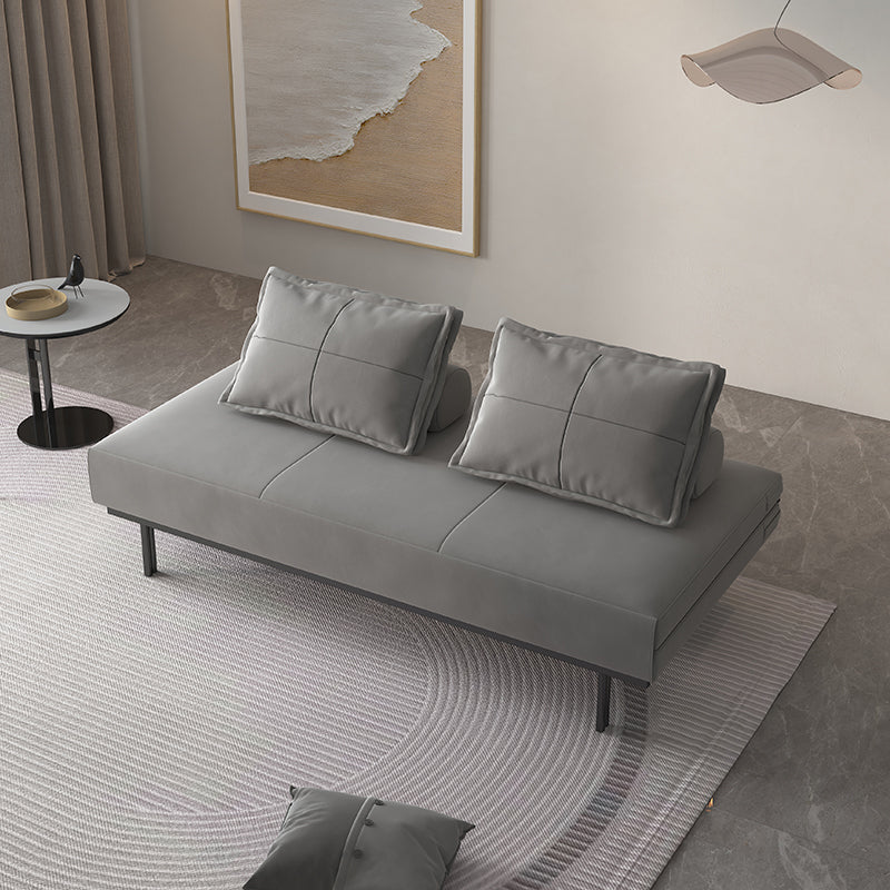 Scandinavian Futon Sofa Bed Fabric Pillow Back Armless With Chrome Legs Sleeper Sofa