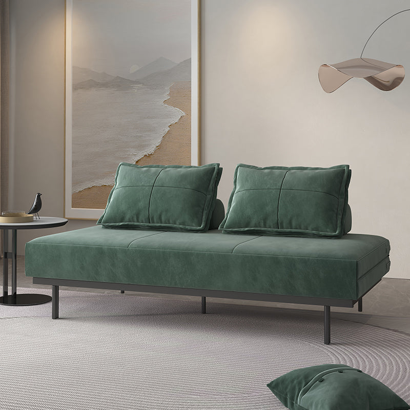 Scandinavian Futon Sofa Bed Fabric Pillow Back Armless With Chrome Legs Sleeper Sofa