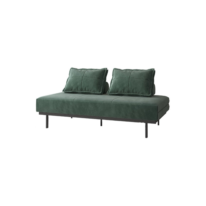 Scandinavian Futon Sofa Bed Fabric Pillow Back Armless With Chrome Legs Sleeper Sofa