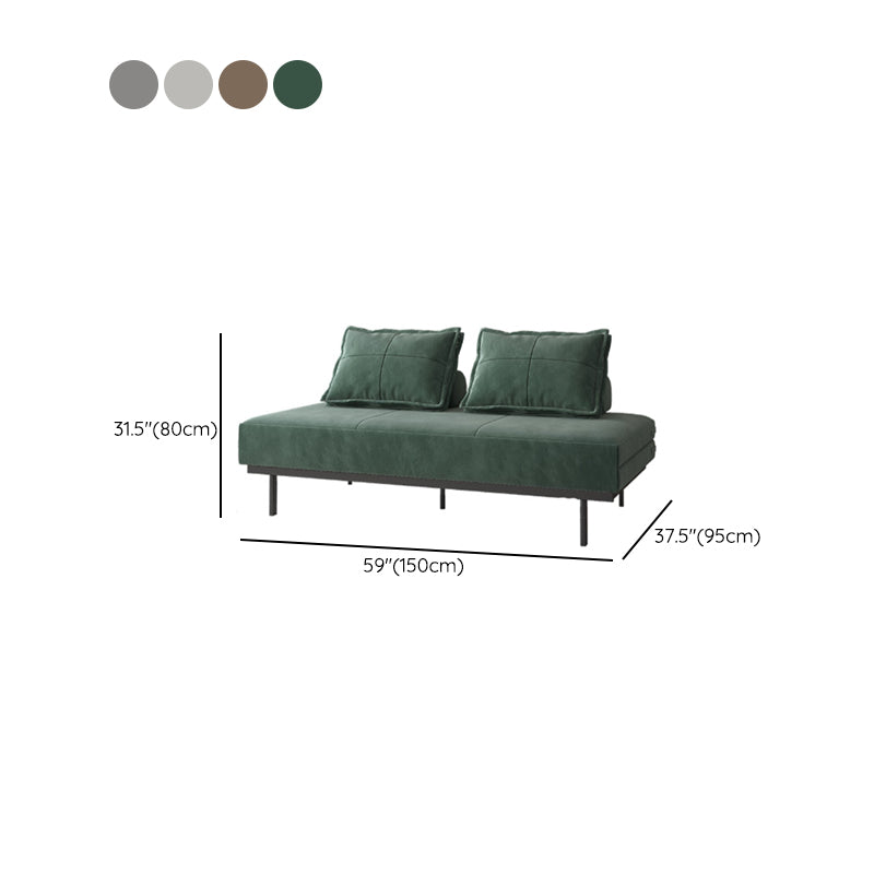 Scandinavian Futon Sofa Bed Fabric Pillow Back Armless With Chrome Legs Sleeper Sofa