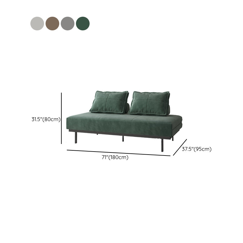 Scandinavian Futon Sofa Bed Fabric Pillow Back Armless With Chrome Legs Sleeper Sofa