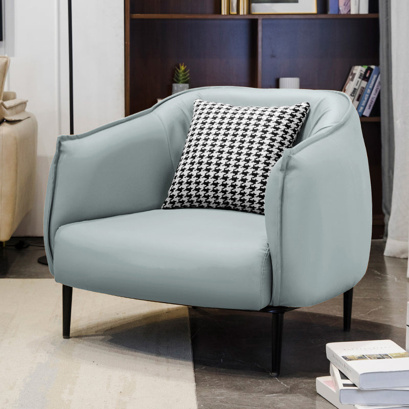 Modern Pillow Back Chair 4 Legs Upholstered Sloped Arms Chair