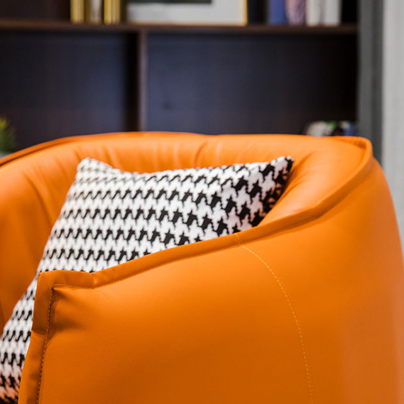 Modern Pillow Back Chair 4 Legs Upholstered Sloped Arms Chair