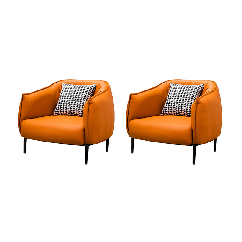 Modern Pillow Back Chair 4 Legs Upholstered Sloped Arms Chair