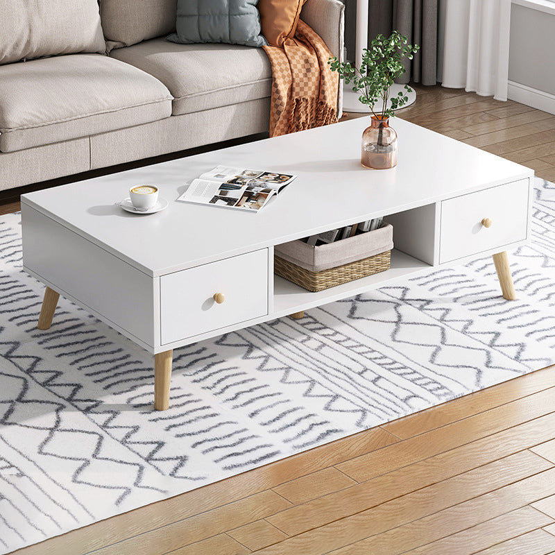 Wood Coffee Table Modern Single Coffee Table with with Storage Drawers