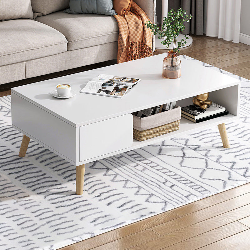Wood Coffee Table Modern Single Coffee Table with with Storage Drawers