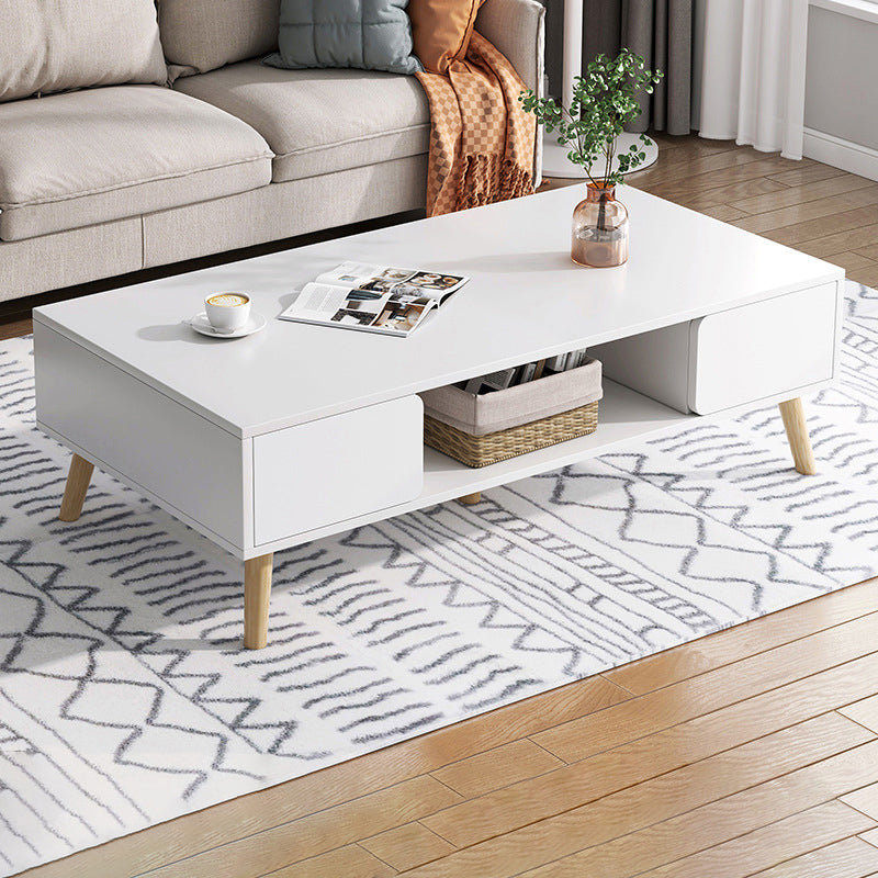 Wood Coffee Table Modern Single Coffee Table with with Storage Drawers