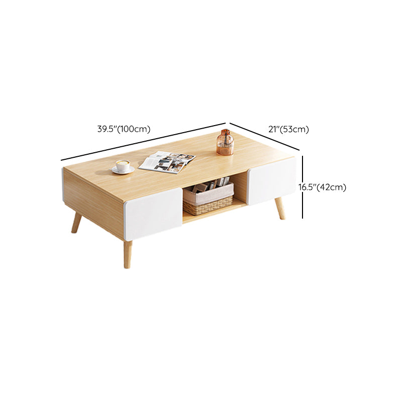 Wood Coffee Table Modern Single Coffee Table with with Storage Drawers