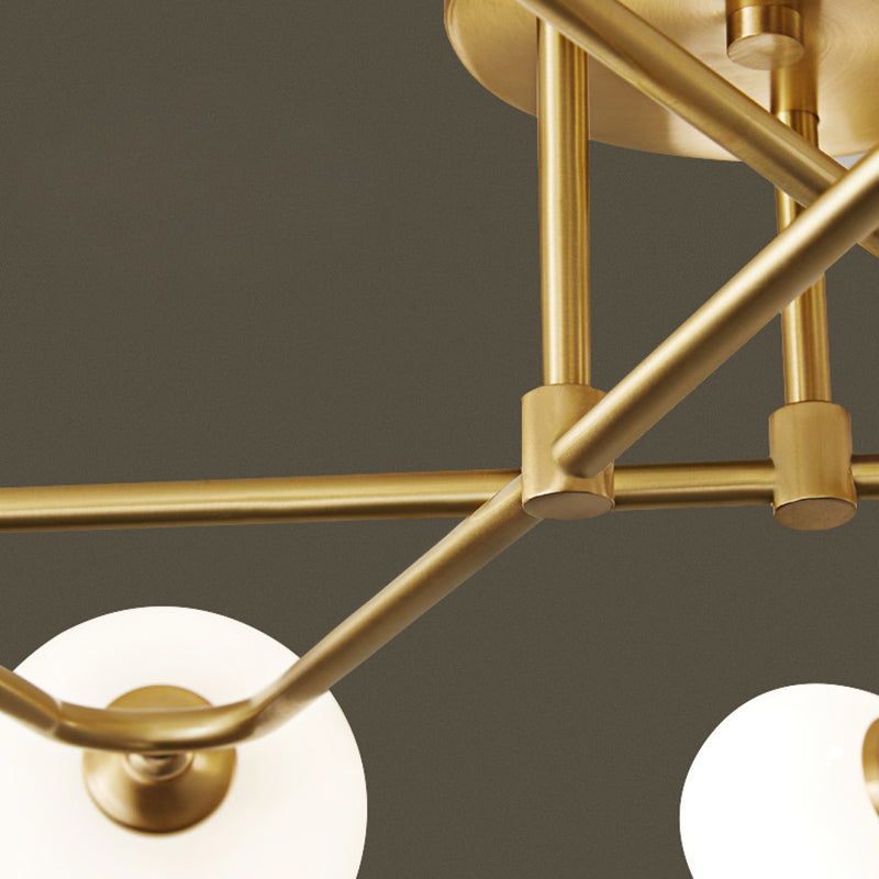4/6/9-Light Golden Modern Flush Mount Lighting Glass Ceiling Light for Living Room