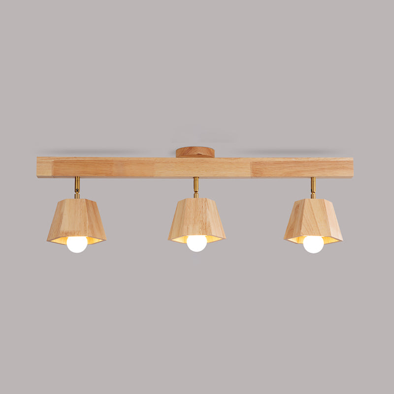 Modern Ceiling Track Light Multi - Head Solid Wood Ceiling Flush Mount