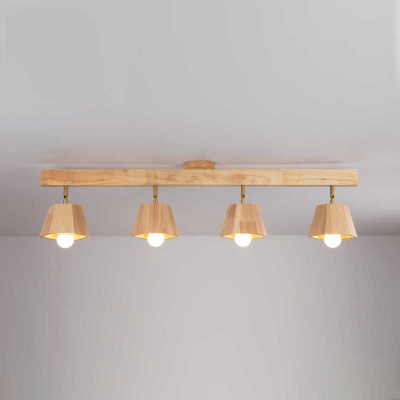 Modern Ceiling Track Light Multi - Head Solid Wood Ceiling Flush Mount