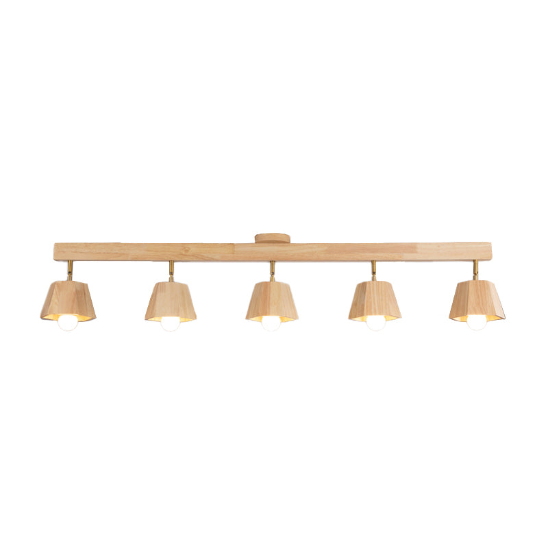 Modern Ceiling Track Light Multi - Head Solid Wood Ceiling Flush Mount