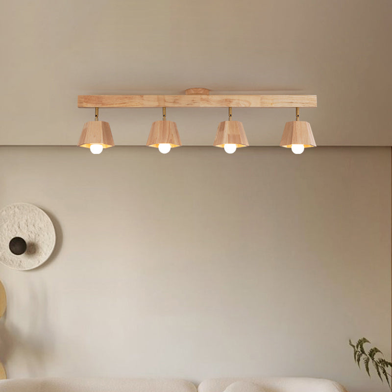 Modern Ceiling Track Light Multi - Head Solid Wood Ceiling Flush Mount