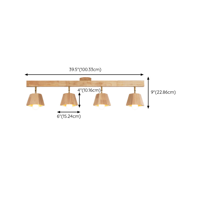 Modern Ceiling Track Light Multi - Head Solid Wood Ceiling Flush Mount