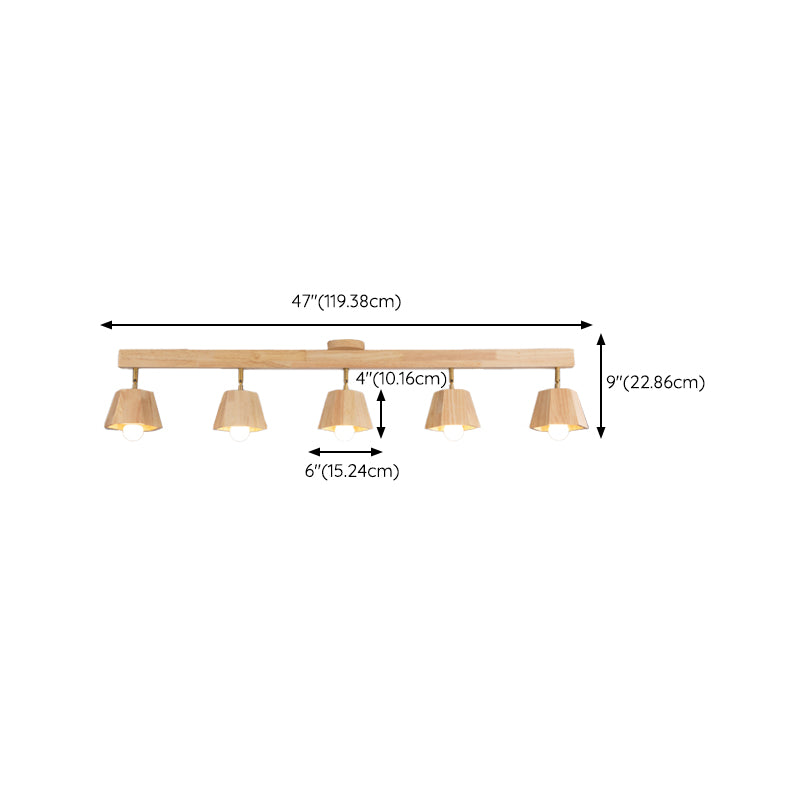 Modern Ceiling Track Light Multi - Head Solid Wood Ceiling Flush Mount