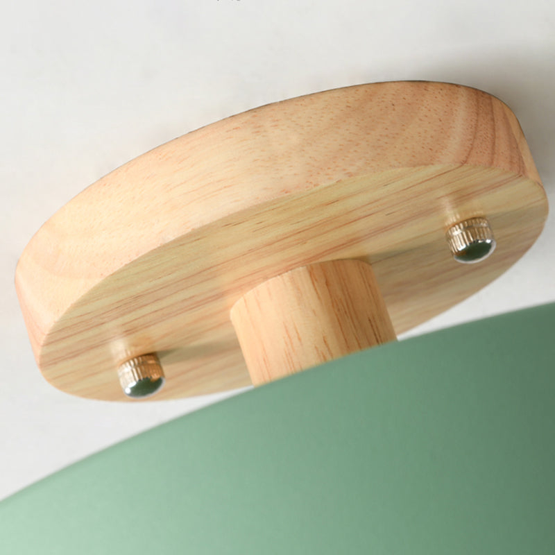 LED Round Semi Flush Nordic Metal and Wood Ceiling Semi Flush in 5 - Colors