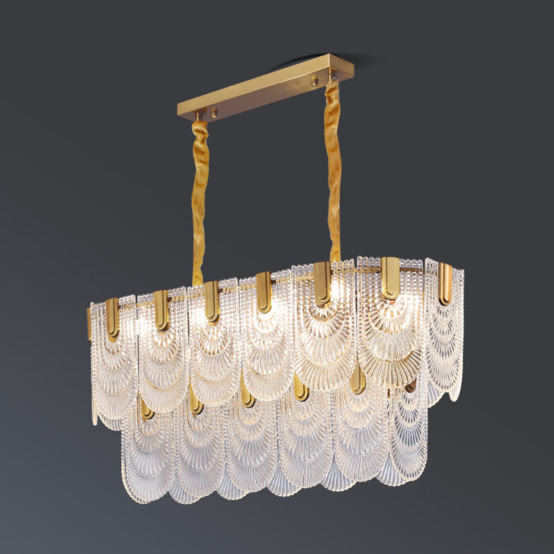 Gold Modern Metal Ceiling Light Geometric Shape Island Lamp with Glass Shade for Bedroom