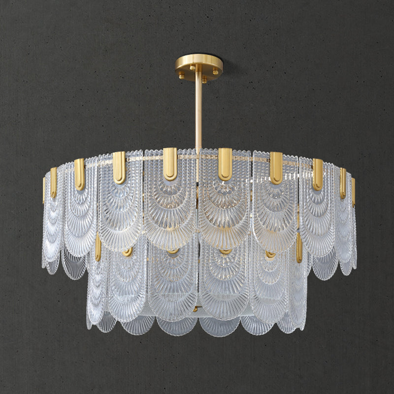 Gold Modern Metal Ceiling Light Geometric Shape Island Lamp with Glass Shade for Bedroom
