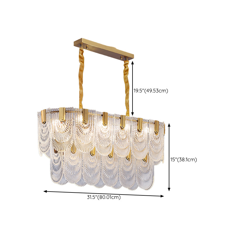 Gold Modern Metal Ceiling Light Geometric Shape Island Lamp with Glass Shade for Bedroom