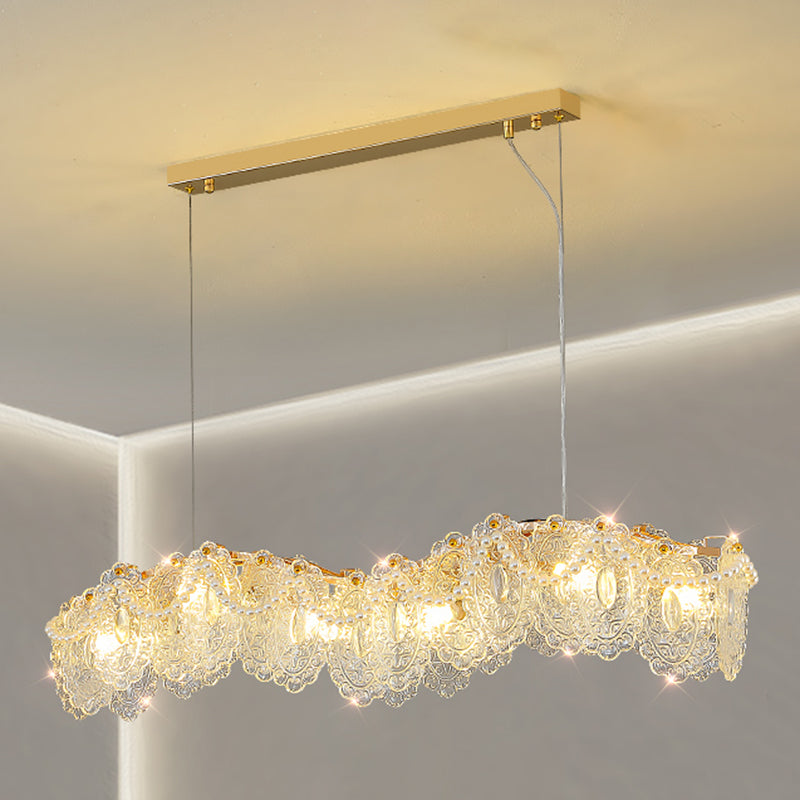 Modern Metal Ceiling Lamp Geometric Shape Island Light with Glass Shade for Bedroom