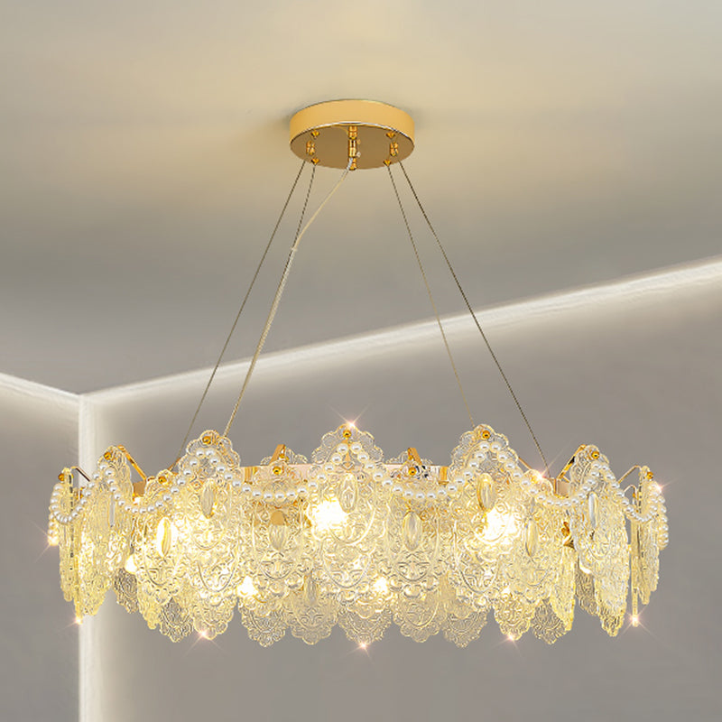 Modern Metal Ceiling Lamp Geometric Shape Island Light with Glass Shade for Bedroom