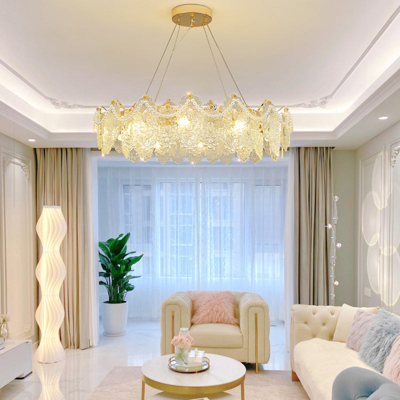 Modern Metal Ceiling Lamp Geometric Shape Island Light with Glass Shade for Bedroom
