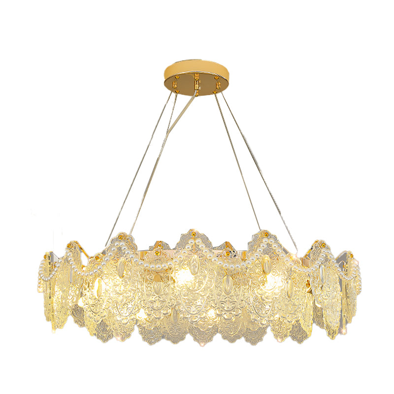 Modern Metal Ceiling Lamp Geometric Shape Island Light with Glass Shade for Bedroom