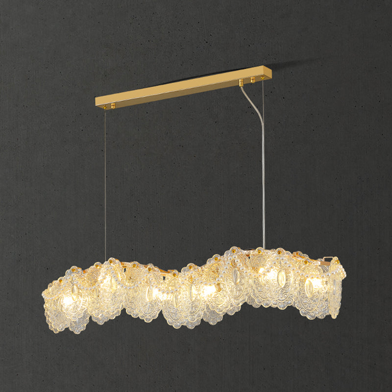 Modern Metal Ceiling Lamp Geometric Shape Island Light with Glass Shade for Bedroom