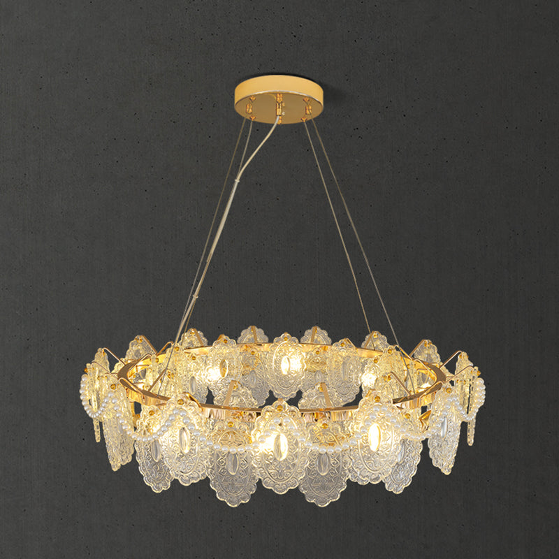 Modern Metal Ceiling Lamp Geometric Shape Island Light with Glass Shade for Bedroom