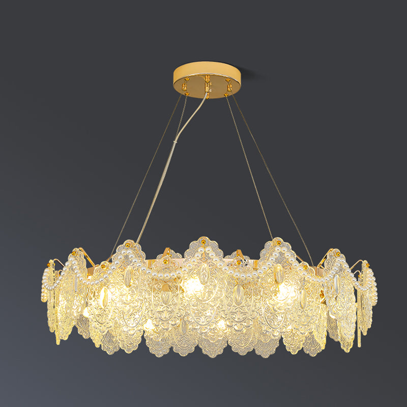 Modern Metal Ceiling Lamp Geometric Shape Island Light with Glass Shade for Bedroom