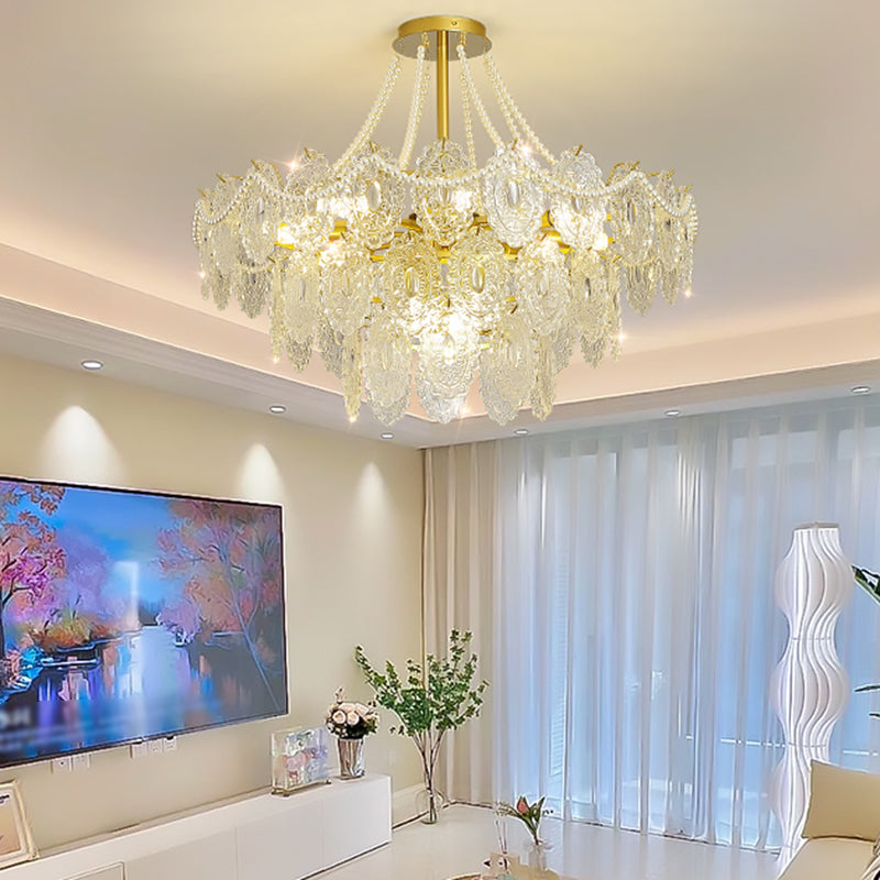 Modern Metal Ceiling Light Geometric Shape Island Lamp with Glass Shade for Bedroom
