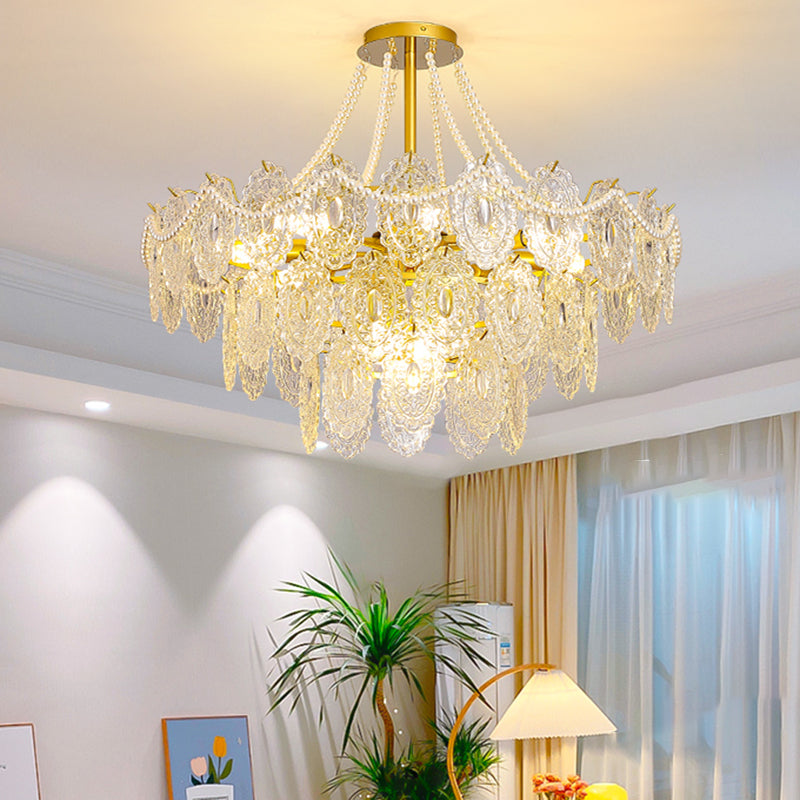 Modern Metal Ceiling Light Geometric Shape Island Lamp with Glass Shade for Bedroom