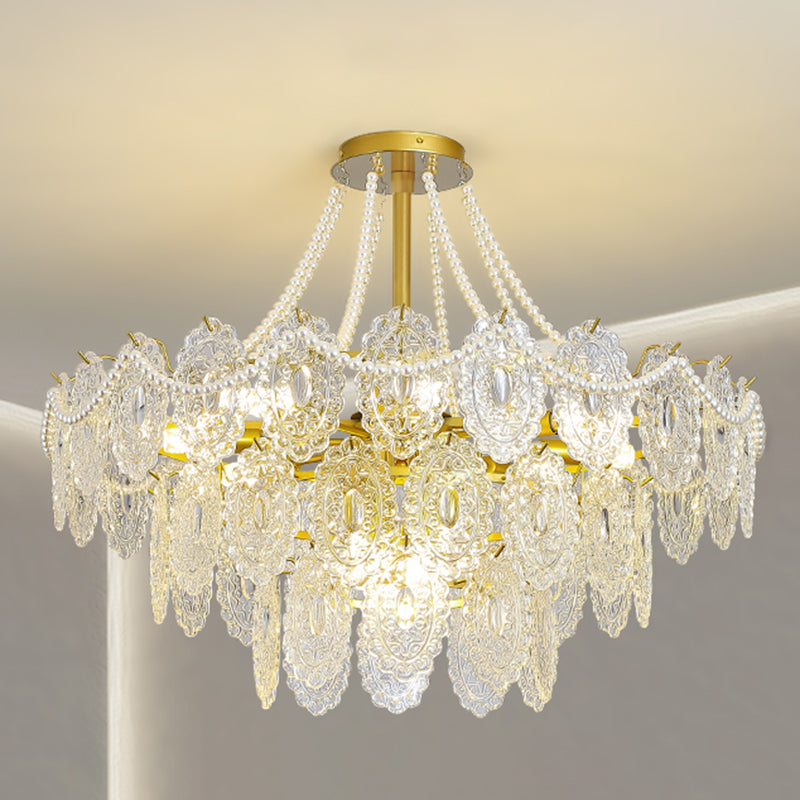 Modern Metal Ceiling Light Geometric Shape Island Lamp with Glass Shade for Bedroom