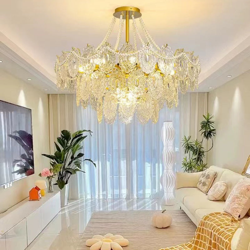 Modern Metal Ceiling Light Geometric Shape Island Lamp with Glass Shade for Bedroom
