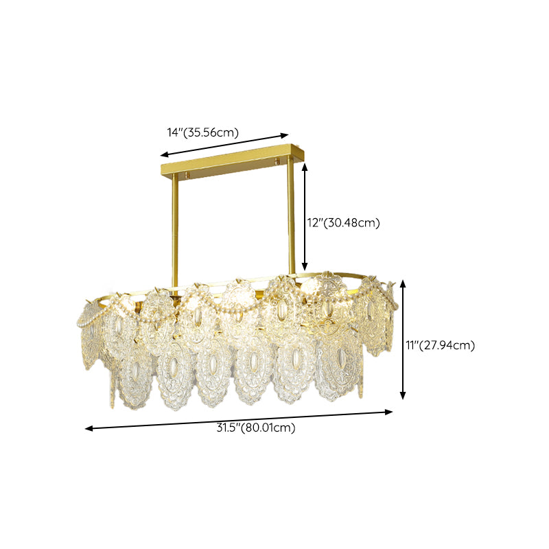 Modern Metal Ceiling Light Geometric Shape Island Lamp with Glass Shade for Bedroom