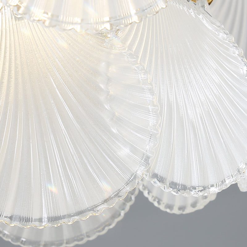 Gold Modern Metal Ceiling Light Geometric Shape Island Light with Shell Shade for Bedroom
