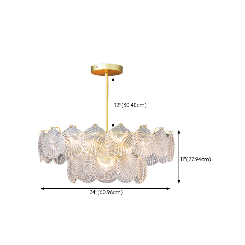 Gold Modern Metal Ceiling Light Geometric Shape Island Light with Shell Shade for Bedroom
