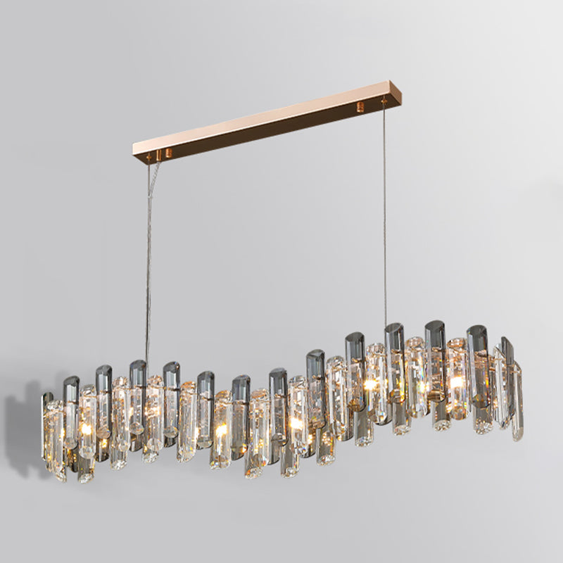 Modern Metal Ceiling Light Geometric Shape Ceiling Lamp with Crystal Shade for Living Room