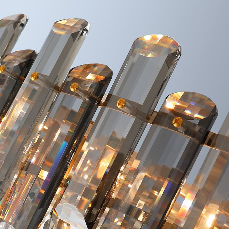 Modern Metal Ceiling Light Geometric Shape Ceiling Lamp with Crystal Shade for Living Room