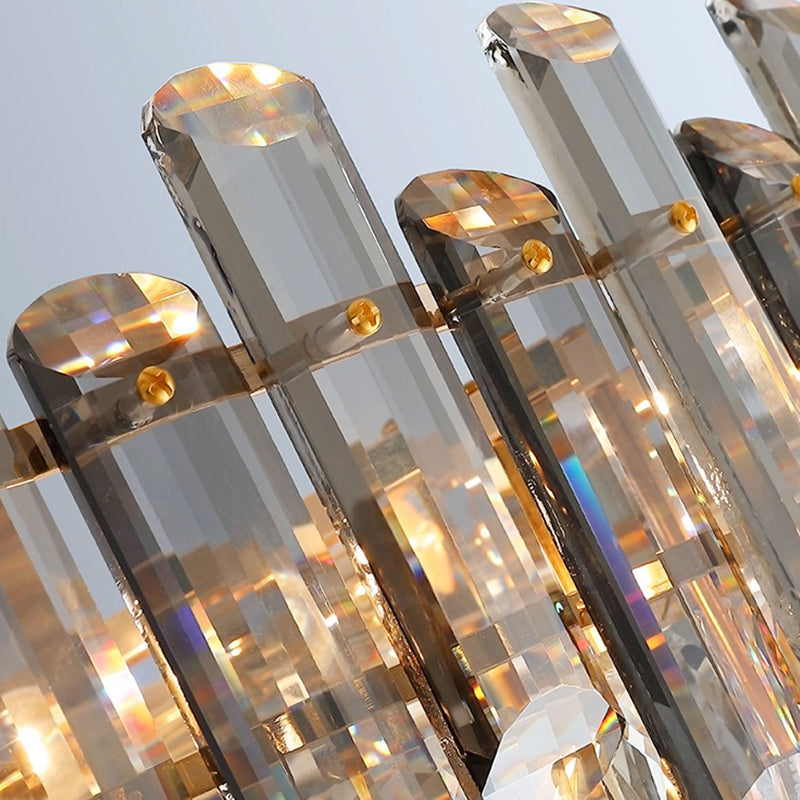 Modern Metal Ceiling Light Geometric Shape Ceiling Lamp with Crystal Shade for Living Room