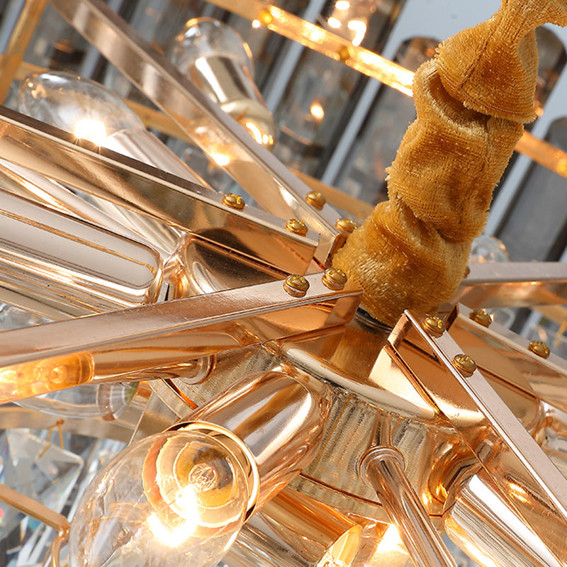 Modern Metal Ceiling Light Geometric Shape Ceiling Lamp with Crystal Shade for Living Room