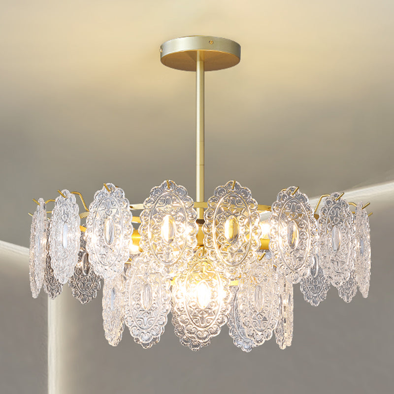 Modern Metal Ceiling Lamp Geometric Shape Island Light with Glass Shade for Living Room