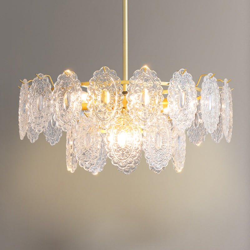 Modern Metal Ceiling Lamp Geometric Shape Island Light with Glass Shade for Living Room