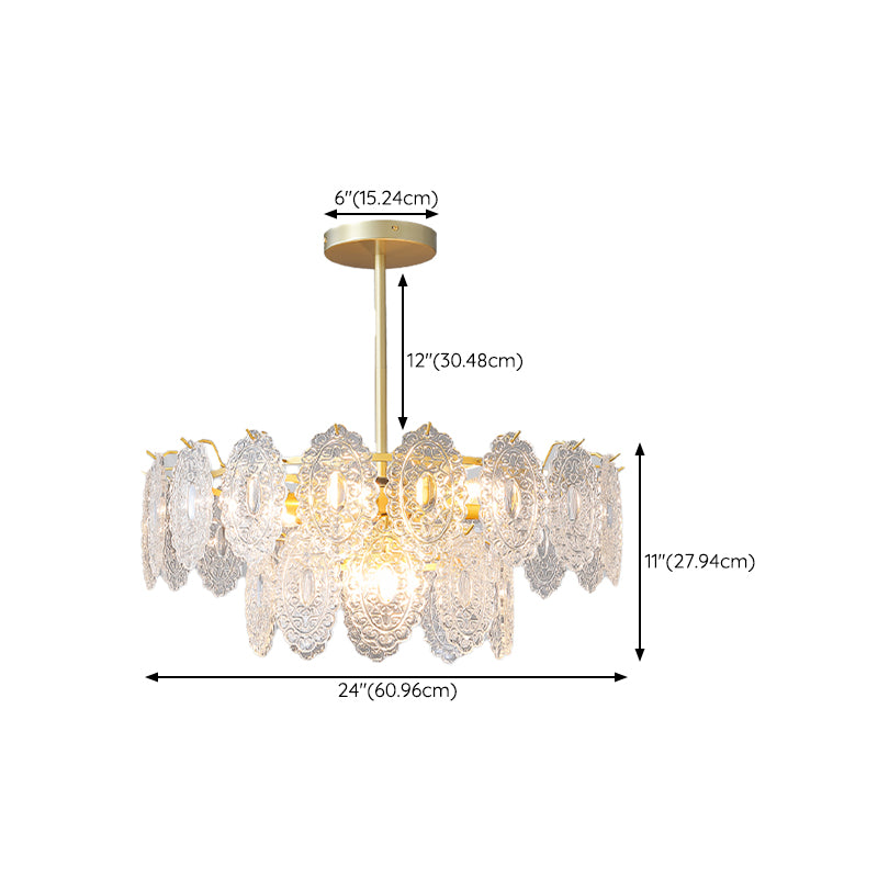 Modern Metal Ceiling Lamp Geometric Shape Island Light with Glass Shade for Living Room