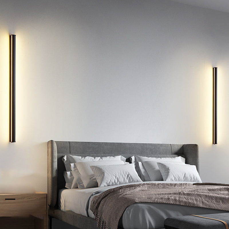 Linear Wall Light Fixture Contemporary Metal 1 Light Wall Sconce in Black