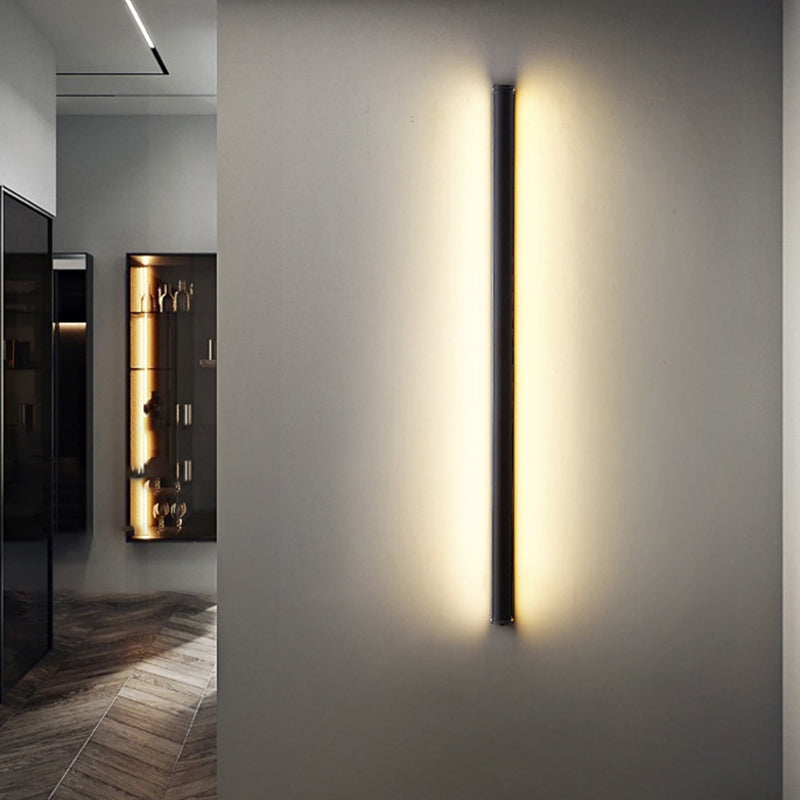 Linear Wall Light Fixture Contemporary Metal 1 Light Wall Sconce in Black