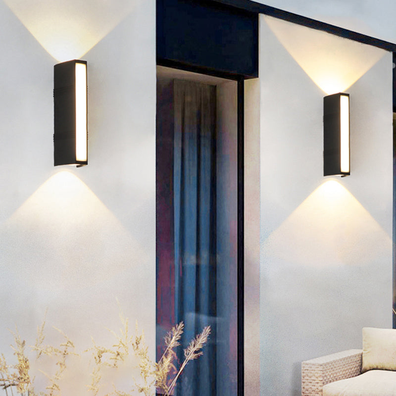Simple Wall Sconce Rectangle Outdoor Sconce Light Fixture in Black