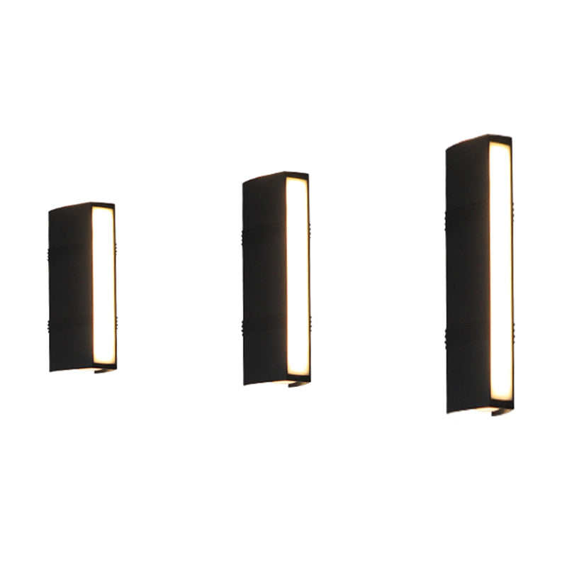 Simple Wall Sconce Rectangle Outdoor Sconce Light Fixture in Black