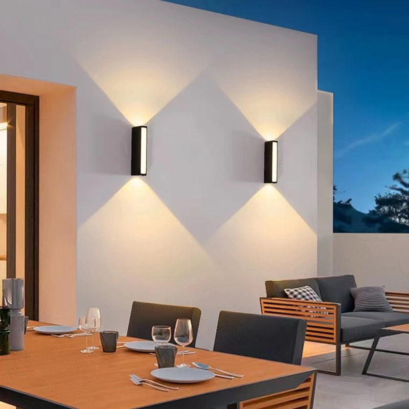 Simple Wall Sconce Rectangle Outdoor Sconce Light Fixture in Black